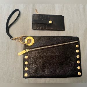 Hammitt black and gold wristlet and wallet combo like new!!!!